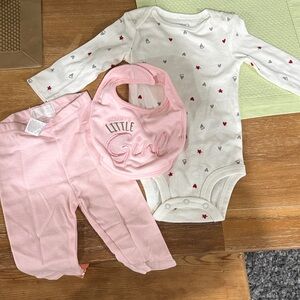 Carter's Pink Bib & Heart-Accent Bodysuit Set